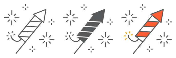 Firework rocket icon, independence day and christmas, firecracker sign vector graphics, editable stroke linear icon, eps 10.