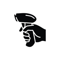 Barcode scanner icon. Simple glyph style. Code, bar, technology, label, digital, supermarket tag concept. Silhouette, solid symbol. Isolated design.