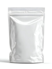Blank White Stand-Up Pouch Packaging Mockup: Resealable Zipper Bag