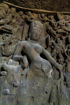 Elephanta Caves temples dedicated to the Hindu god Shiva, World Heritage Site in India