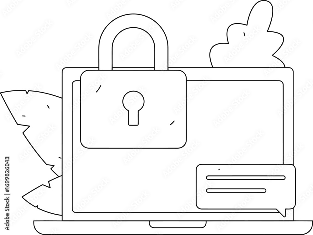 Poster laptop security internet protection data privacy network safety online secure access lock informatio