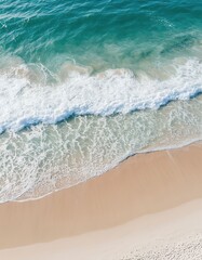 sea wave on sandy beach. top view. place for text.
