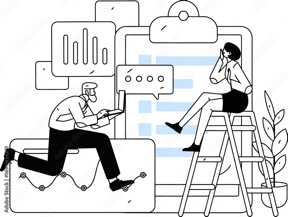 Aufkleber business analysis analytics data chart graph report team work strategy planning teamwork collaborati