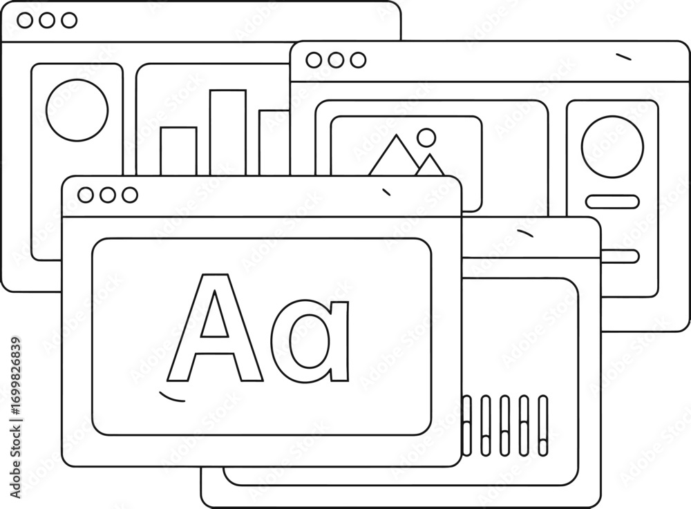 Poster website interface design development application ux ui vector illustration graphic design elements c