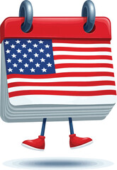 Patriotic Animated Calendar Pages Featuring a US Flag Design, Symbolizing National Events and Important Celebrations on a Dynamic Timeline