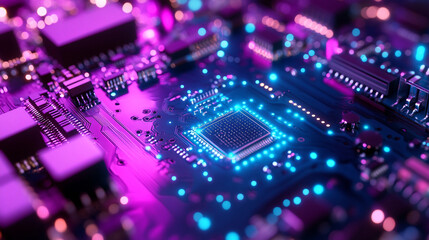 Image Infused Circuit Macro Abstract Board Printed