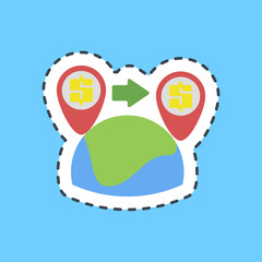 Cutting line sticker shipping costs. Export import elements.