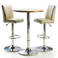 A sleek modern bar table with two matching chairs