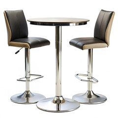 A sleek modern bar table with two matching chairs
