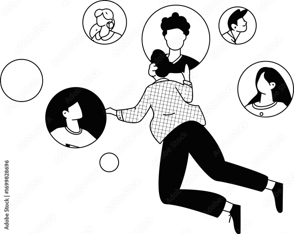 Aufkleber dynamic networker connecting with diverse individuals building a strong community and expanding prof