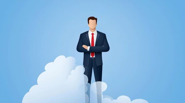 Business Man Rising: A Symbol of Success and Launch