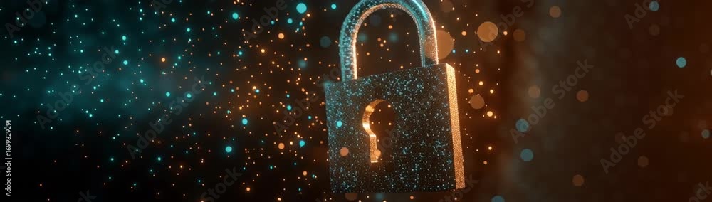 Poster digital lock symbolizing a secure data connection.