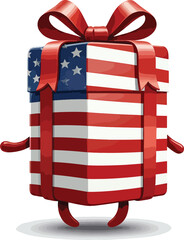 Gift Box with the American Flag Celebrating Patriotism and Giving on US Holidays