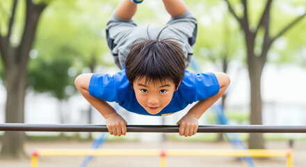 Obraz premium 逆上がり（公園・鉄棒）