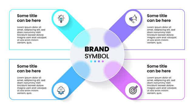 Infographic template. Glass circle with 4 banners
