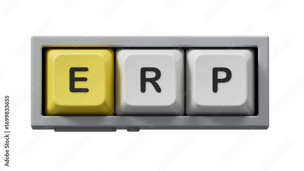Poster computer keyboard keys with erp text. financial, marketing.close up of computer keyboard keys,busine