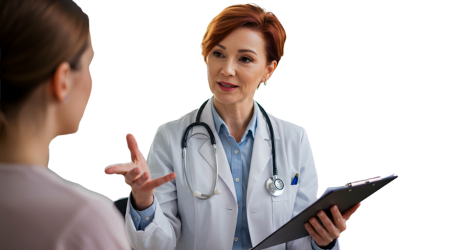 female doctor with a patient PNG