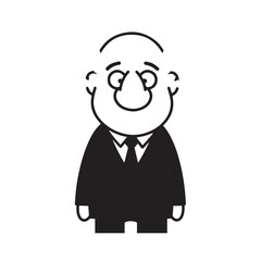 Old man with formal suit black and white vector illustration for classic portrait artwork design