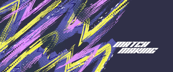 Dynamic and Colorful Abstract Background with Grunge Brush Strokes in Halftone Style. Suitable for Sport Event Banner or Poster Element Design