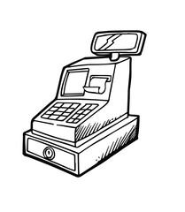 cash register doodle hand drawn sketch 