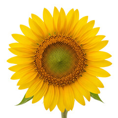 Vibrant sunflower bloom isolated on a clean white background