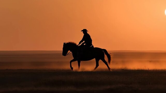 cossack horseman showcases exhilarating display of horsemanship against stunning sunset