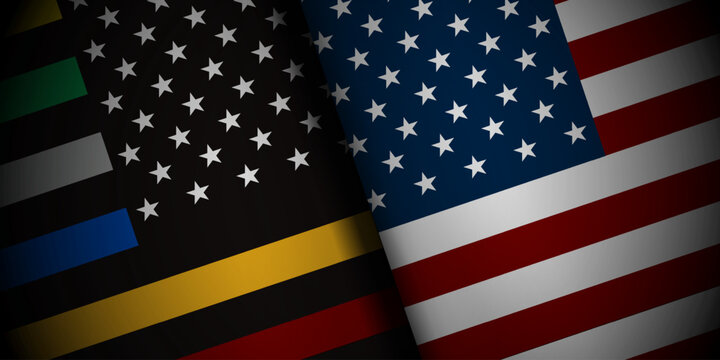 National First Responders Day. First responder flag and american flag. Great for posters, banners, and social media. Black background.