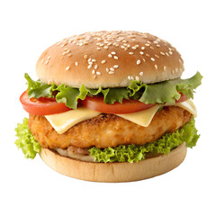 Chicken burger on transparent&nbsp;background