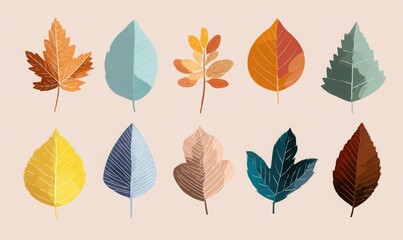 autumn leaves vector set isolated on white background