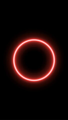 Red neon glowing circle ring on black background