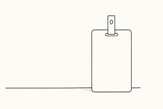 Blank luggage tag hanging from a loop, ready for identification details on white background