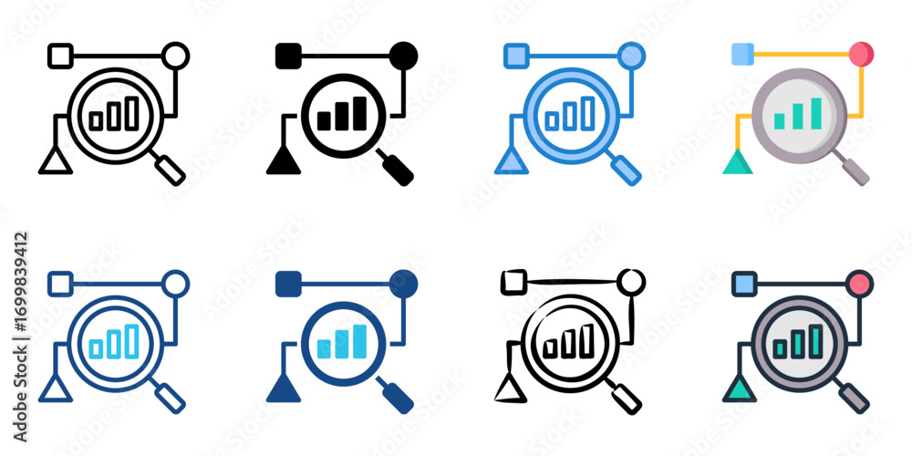 Poster business analysis icon set multiple style collection
