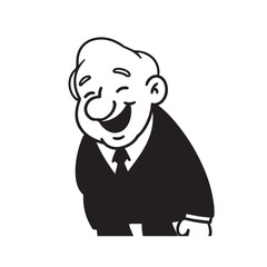 Old man with formal suit black and white vector illustration for classic portrait artwork design