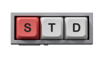 STD Sexually transmitted infections text on Computer keyboard keys. medical concept.close up of Computer keyboard keys,Business Concept.Supports PNG files with transparent backgrounds.
