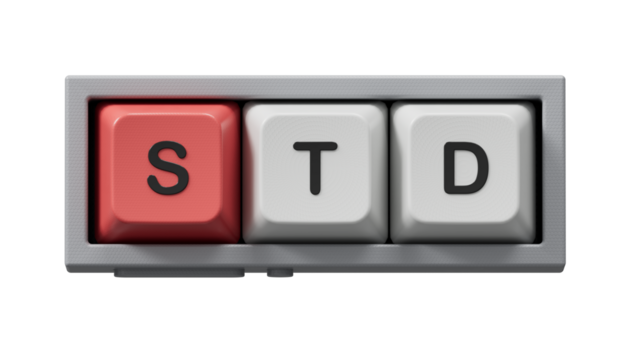 STD Sexually transmitted infections text on Computer keyboard keys. medical concept.close up of Computer keyboard keys,Business Concept.Supports PNG files with transparent backgrounds.