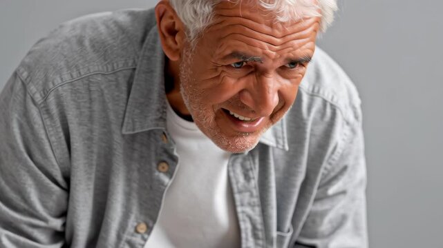 Rheumatoid and arthritis concept ,Older man senior male adult elder with gray hair and curly hair smiling laughing candid joyful