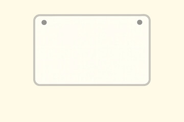 A simple illustration of a blank white vehicle license plate with a gray border and screw holes on a plain background.