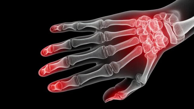 Rheumatoid and arthritis concept ,X ray hand skeletal wrist finger joint pain inflammation medical healthcare anatomy bone