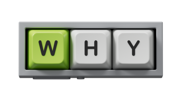 Why Closeup of word with question mark on Computer keyboard keys. Reason why business or relationship concept.Supports PNG files with transparent backgrounds. - Powered by Adobe
