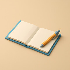 Open notebook with pen, ready for writing.