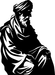 Wise elder with flowing beard and turban contemplates history, wisdom, tradition