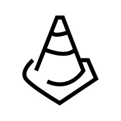 Simple outline illustration of a traffic cone, representing road safety, caution, or construction.