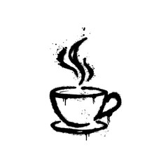 Coffee illustration line sprayed using graffiti art