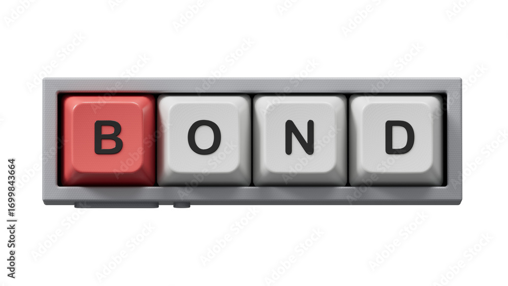 Poster word bond with wood blocks. selective focus.close up of computer keyboard keys,business concept.supp