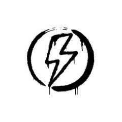 Lightning icon illustration in graffiti style on white background