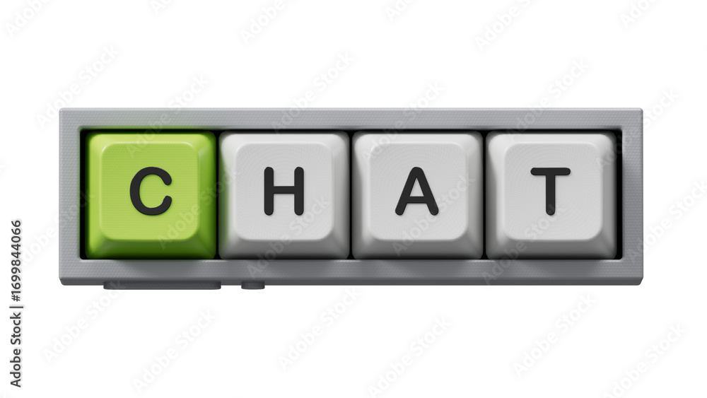 Leinwandbilder chat.computer keyboard keys spelling.flat lay view from above on computer keyboard keys buttons.it t