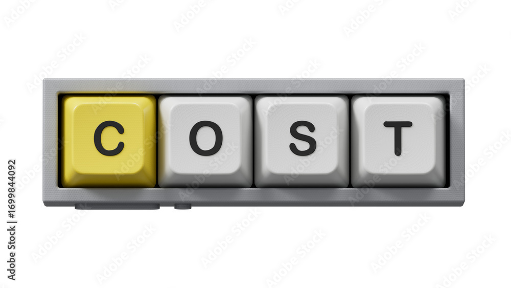 Poster computer keyboard keys with cost business word.close up of computer keyboard keys,business concept.s