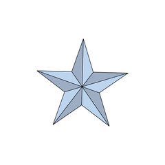 A classic five-pointed star symbol rendered in a light blue or silver color with beveled edges creating a subtle 3D effect, isolated on a white background