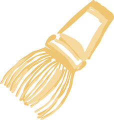 Hand-drawn vector illustration of a matcha tea bamboo whisk
