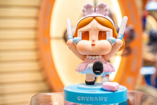 Bangkok, Thailand - September 4, 2025 : CRYBABY SHINY SHINY Series - Lamp art toy on display at Popmart Store.